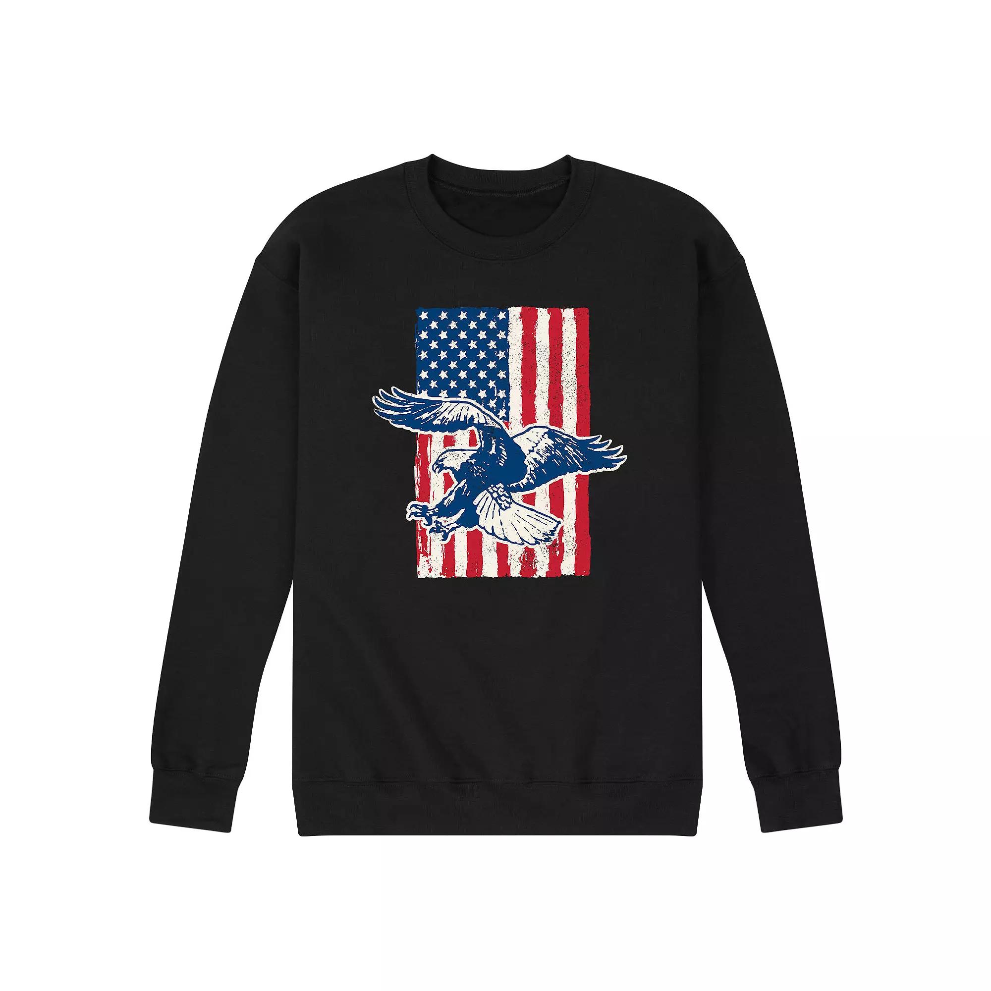 Men's Eagle American Flag Graphic Fleece Sweatshirt,  Product Image