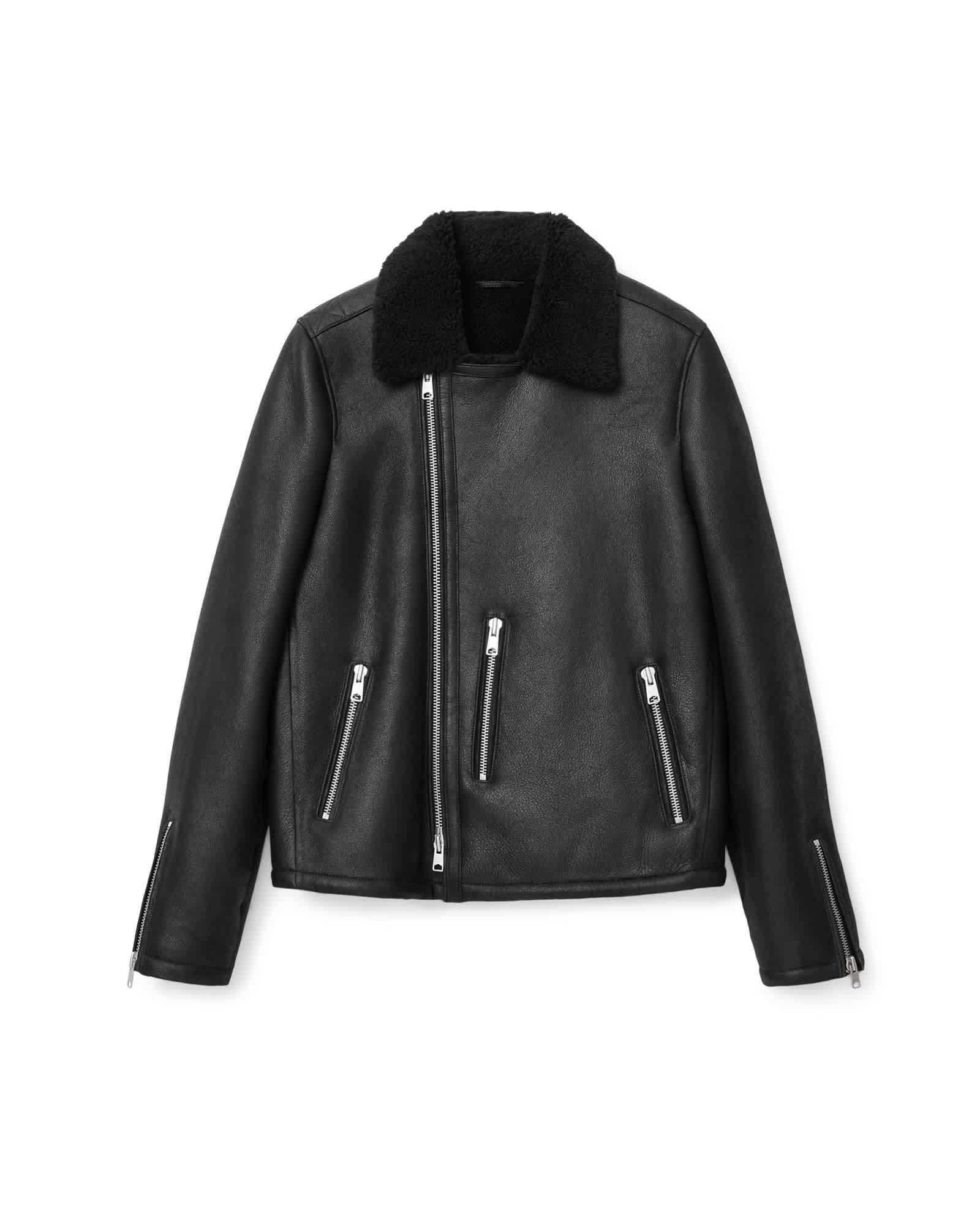 Correz Shearling Biker Jacket Black/Black | ALLSAINTS US Product Image