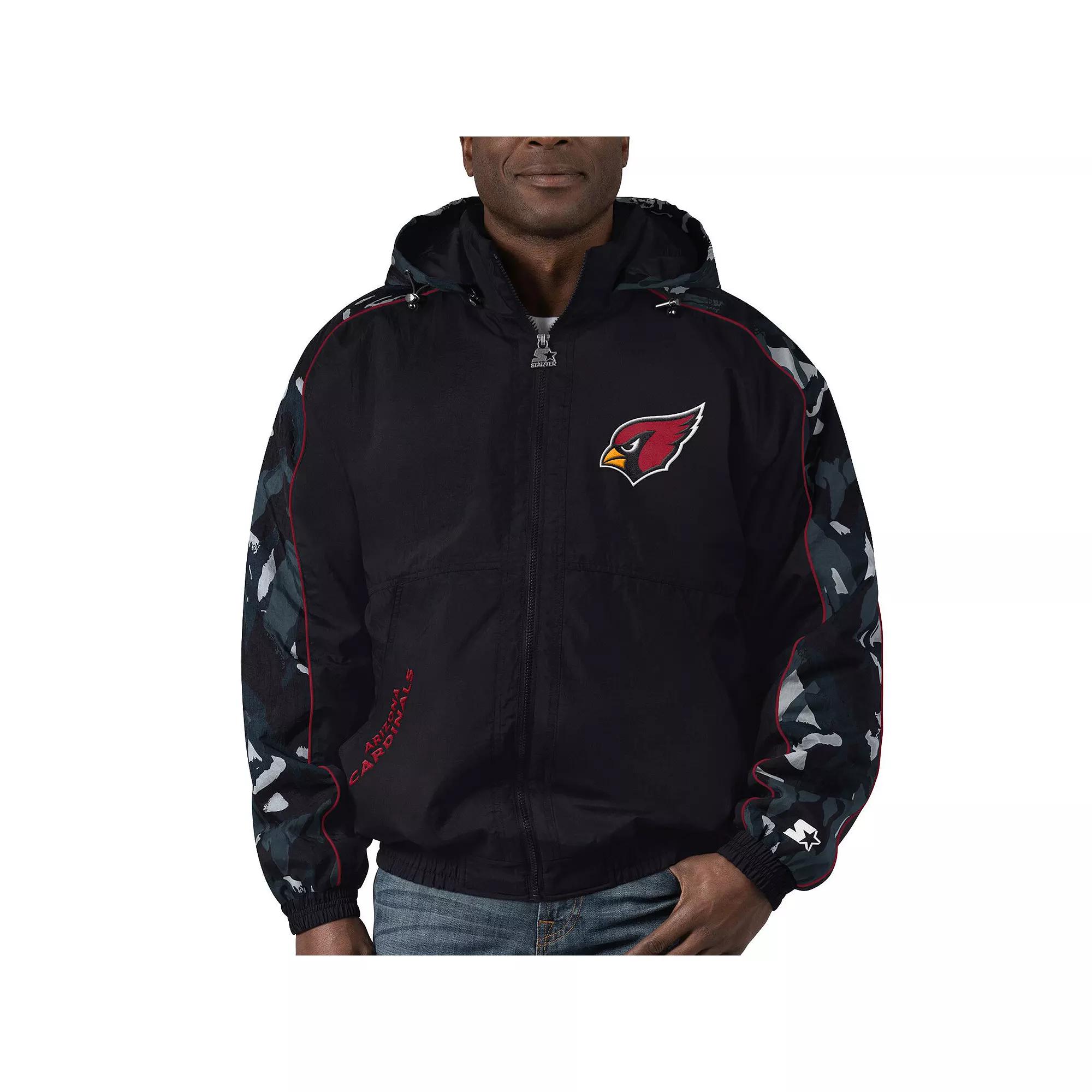 Men's Starter Black Arizona Cardinals Thursday Night Gridiron Full-Zip Hoodie, Size: Medium Product Image