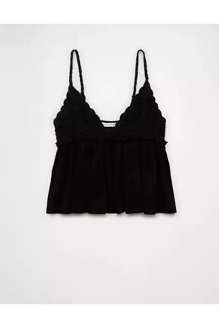 AE Sunchaser Knit Crochet Babydoll Cami Women's Product Image