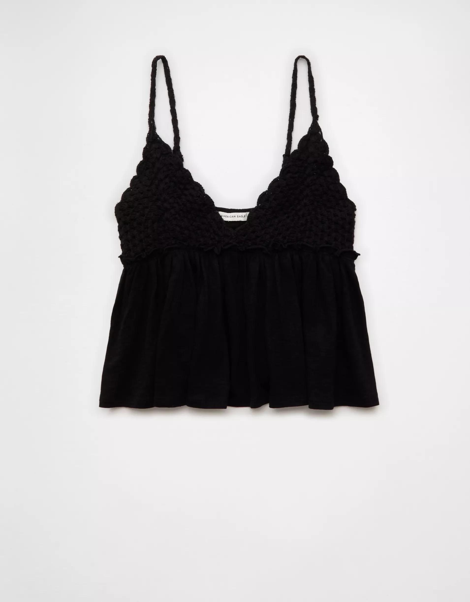 AE Sunchaser Knit Crochet Babydoll Cami Product Image