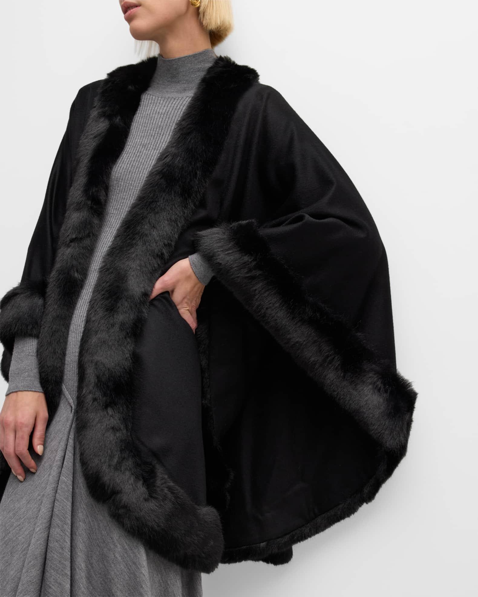 Womens Faux Fur & Cashmere U-Cape Product Image