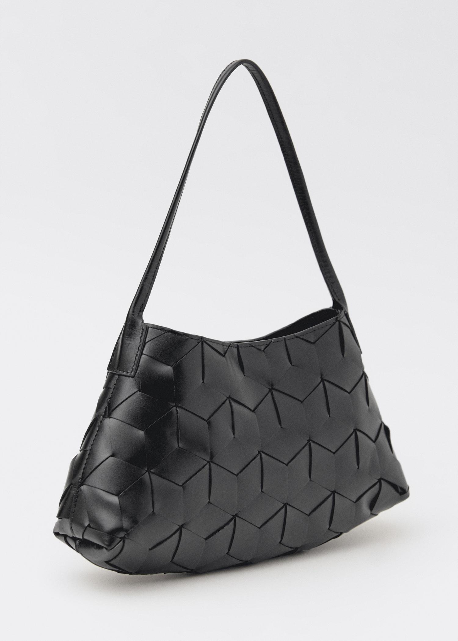 Braided leather shoulder bag - Women | MANGO USA Product Image