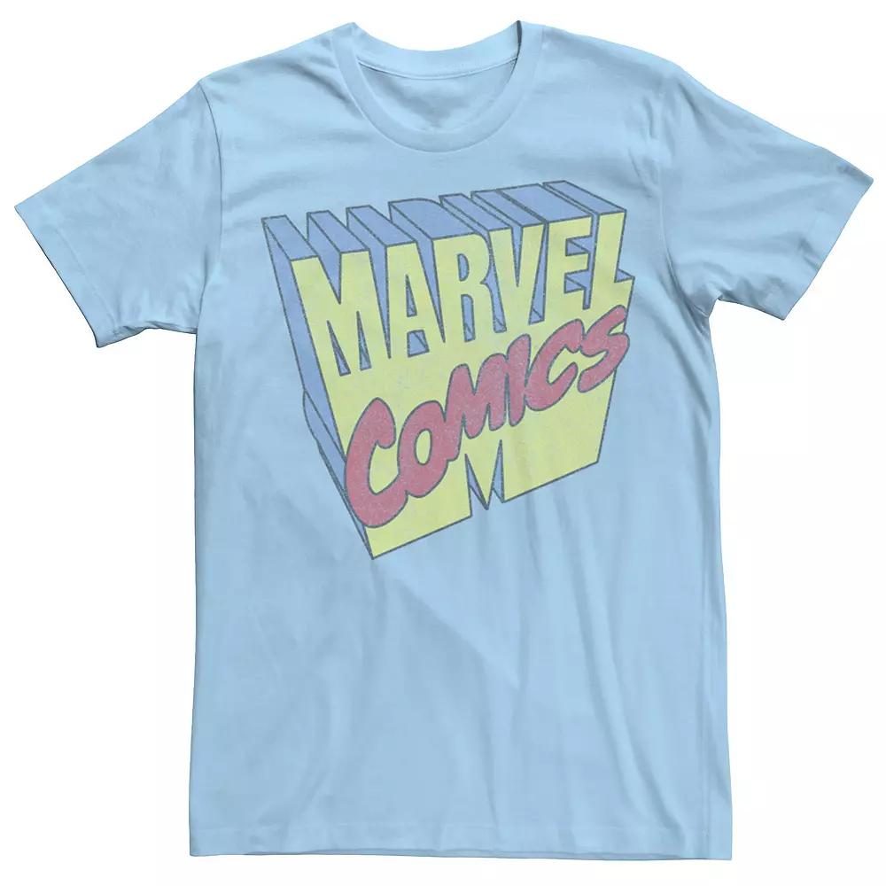 Men's Marvel Comics 3D Logo Tee, Size: XXL, Light Blue Product Image