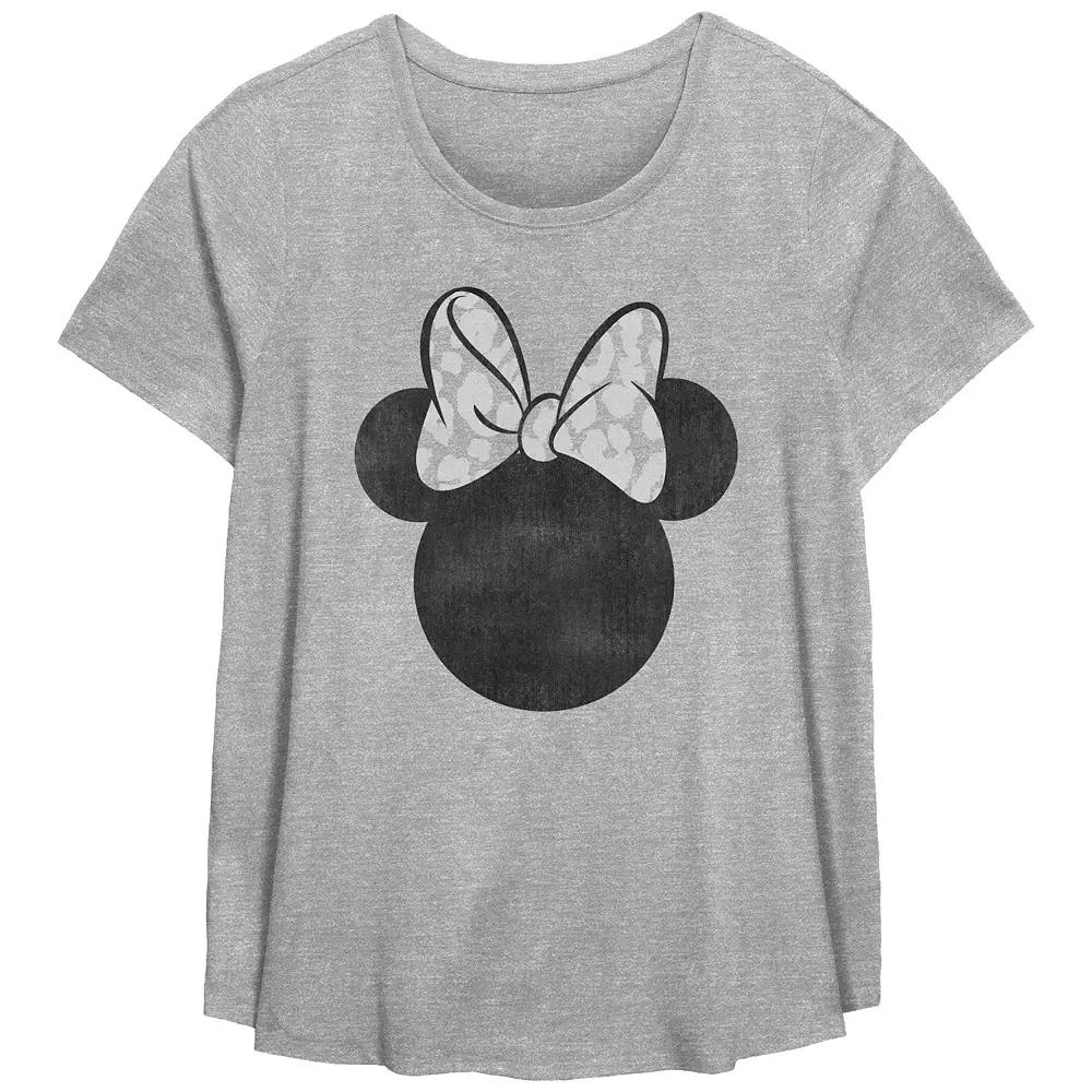 Disney's Minnie Mouse Leopard Print Bow Plus Size Flowy Graphic Tee, Women's, Size: 4XL, Grey Gray Product Image