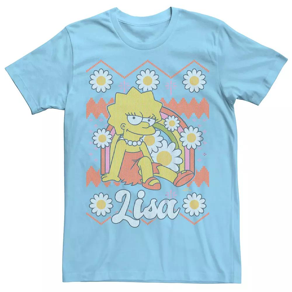 Men's The Simpsons Lisa Christmas Sweater Graphic Tee, Size: Small, Light Blue Product Image