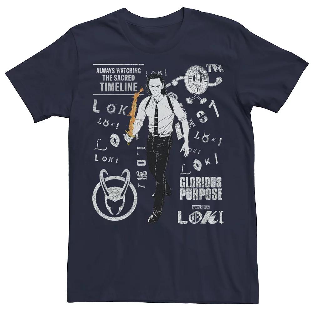 Men's Marvel Loki Glorious Purpose Collage Stamp Tee,  Product Image