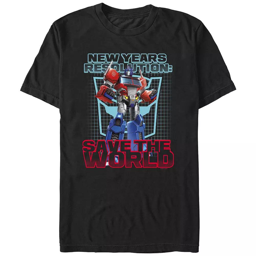Men's Transformers New Year's Resolution Save The World Graphic Tee,  Product Image
