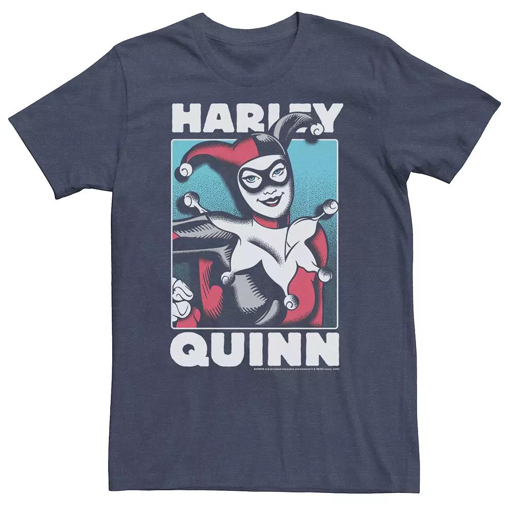 Big & Tall DC Comics Batman Harley Quinn Retro Poster Tee, Men's, Size: 4XL Tall, Navy Grey Product Image