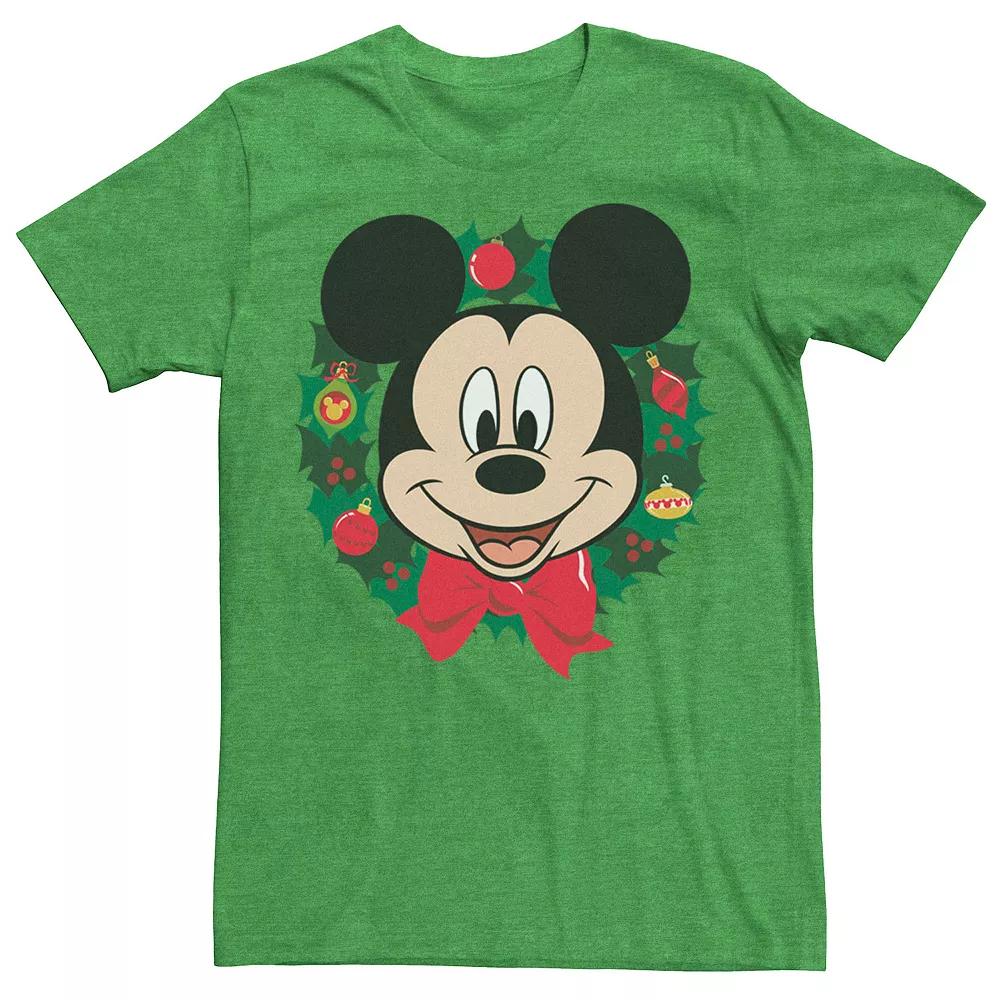 Disney's Mickey Mouse Christmas Wreath Portrait Men's Tee,  Product Image