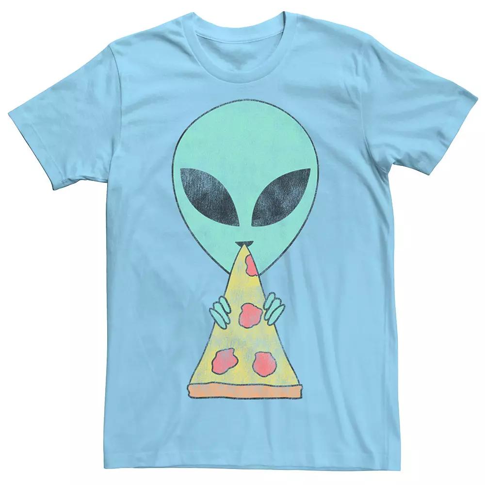 Men's Big Head Alien Eating Pizza Sketch Tee,  Product Image