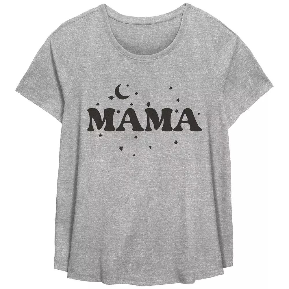 Plus Size Mama Scoop Hem Flow Graphic Tee, Women's, Size: 5XL, Grey Gray Product Image