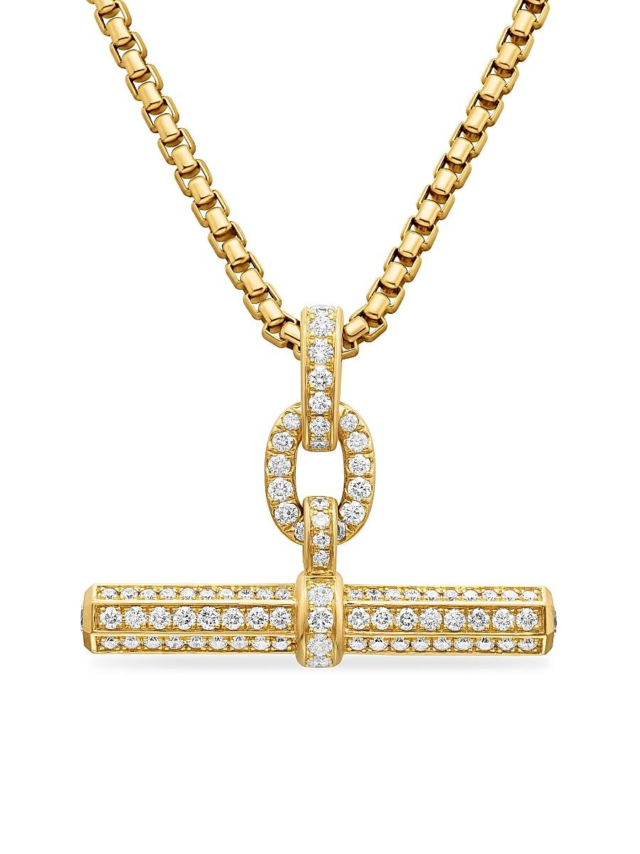Womens Lexington E/W Barrel Pendant in 18K Yellow Gold with Diamonds, 36mm Product Image