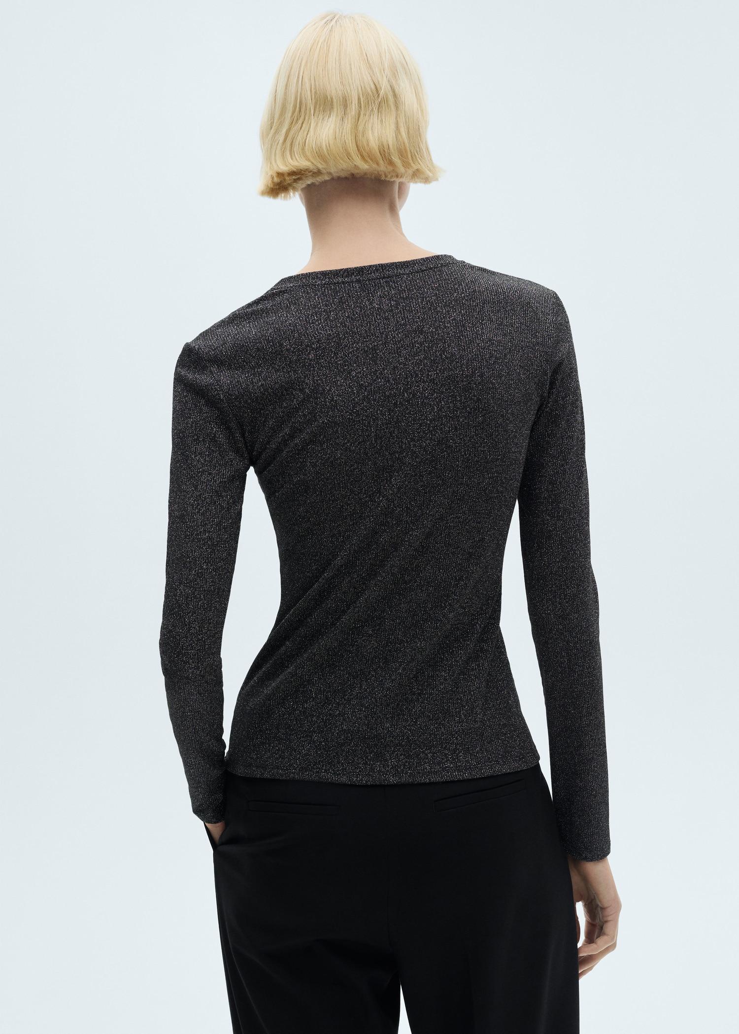 Lurex knitted t-shirt - Women | MANGO USA Product Image
