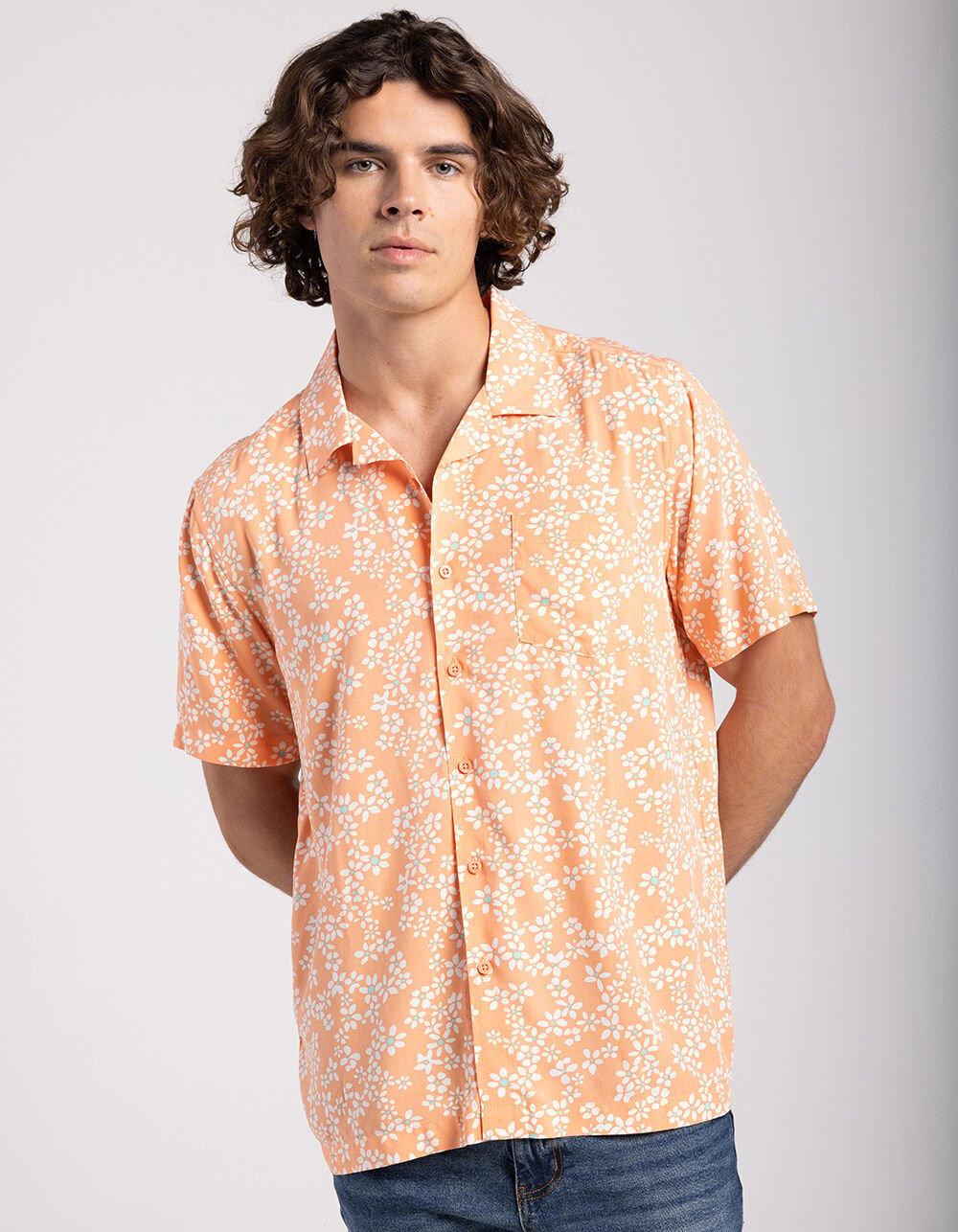 RSQ Mens Floral Button Up Shirt - PAPAYA Product Image