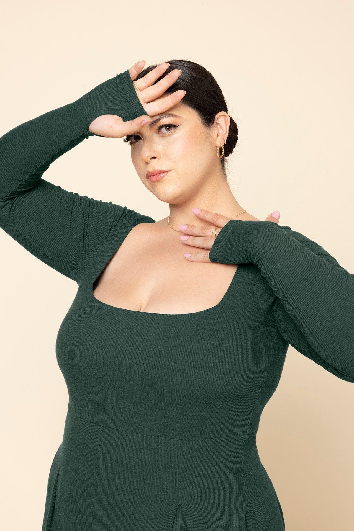 Go With The Flow Long Sleeve Jumpsuit - Pine Product Image