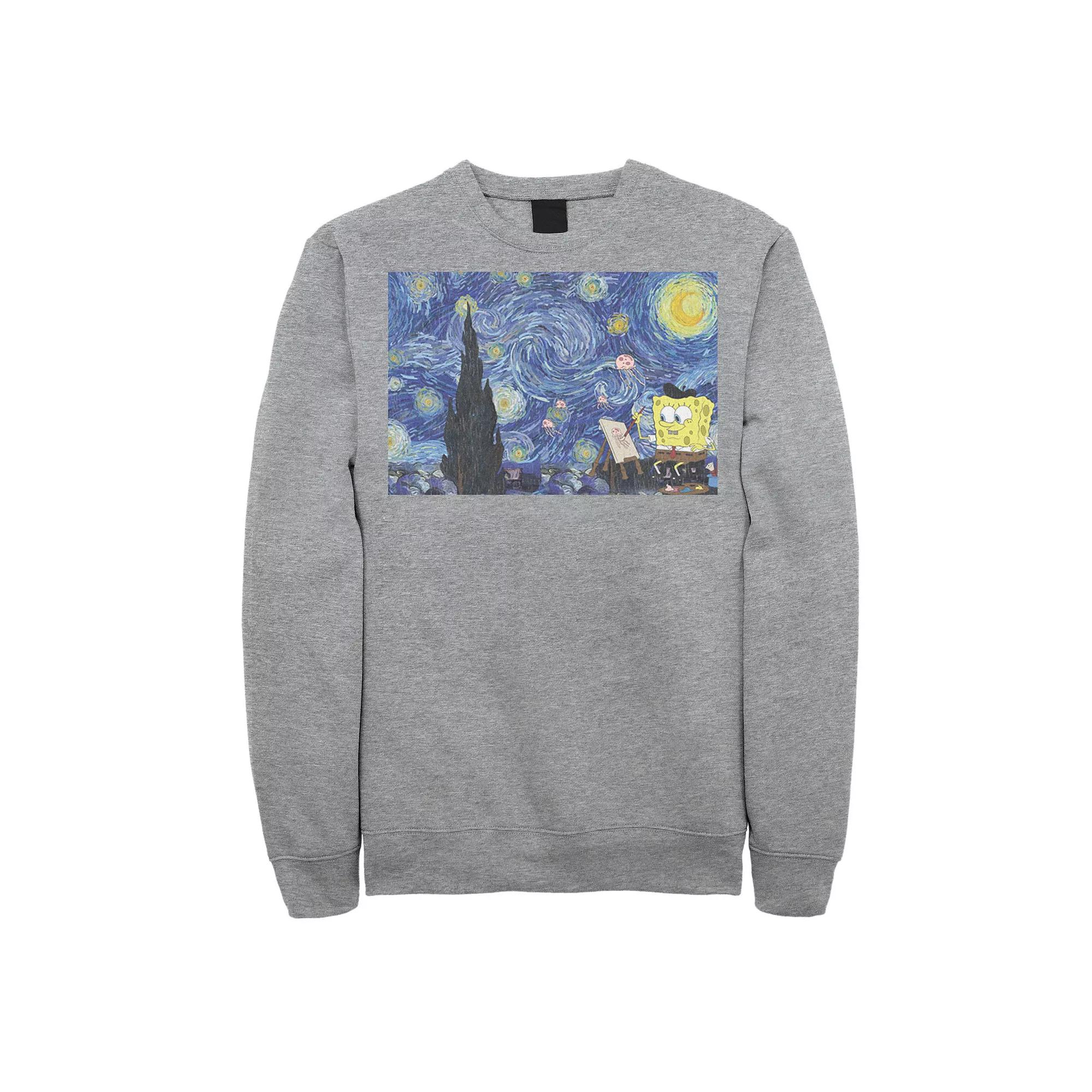 Men's Nickelodeon SpongeBob SquarePants Starry Night Painting Sweatshirt,  Product Image