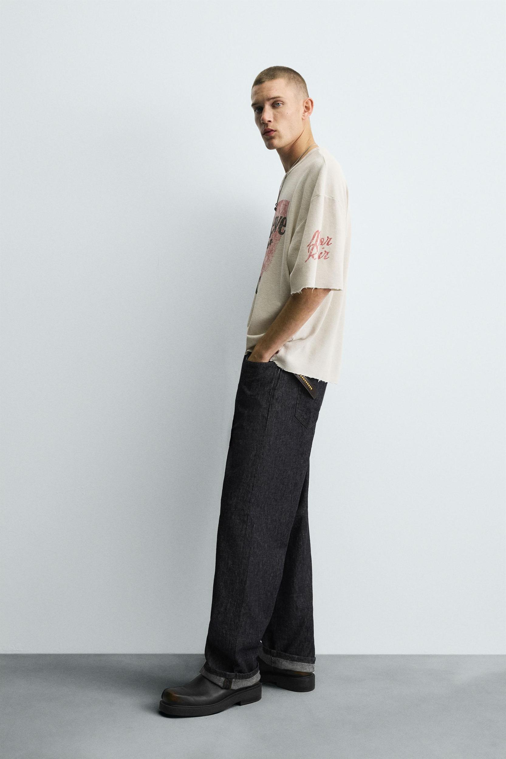 WASHED PRINT KNIT T-SHIRT Product Image