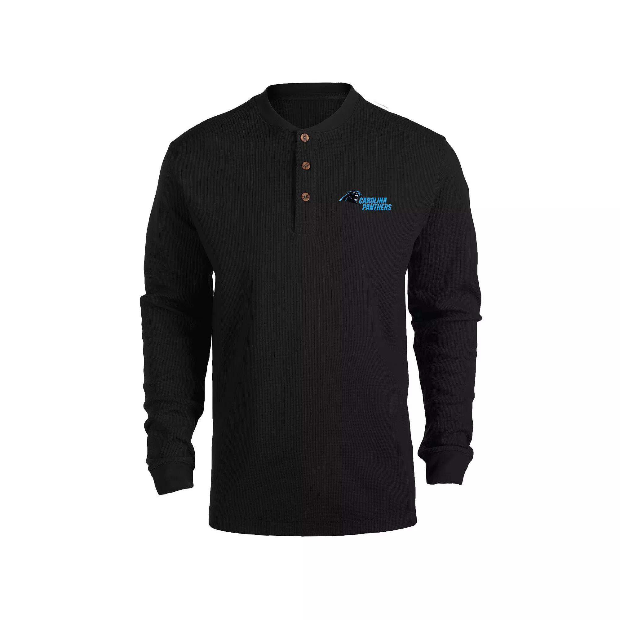 Men's Dunbrooke Black Carolina Panthers Logo Maverick Thermal Henley Long Sleeve T-Shirt,  Product Image