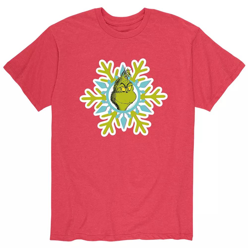 Men's Dr. Seuss The Grinch Face Snowflake Tee,  Product Image