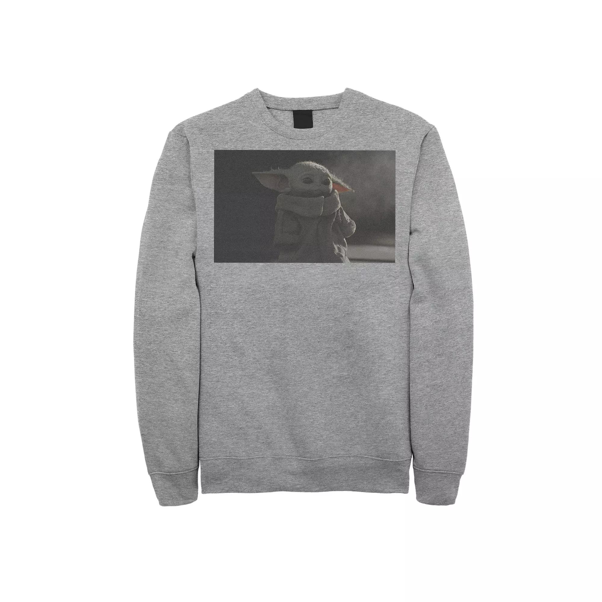 Men's Star Wars The Mandalorian The Child Sad Portrait Sweatshirt, Size: XXL, Athletic Grey Product Image