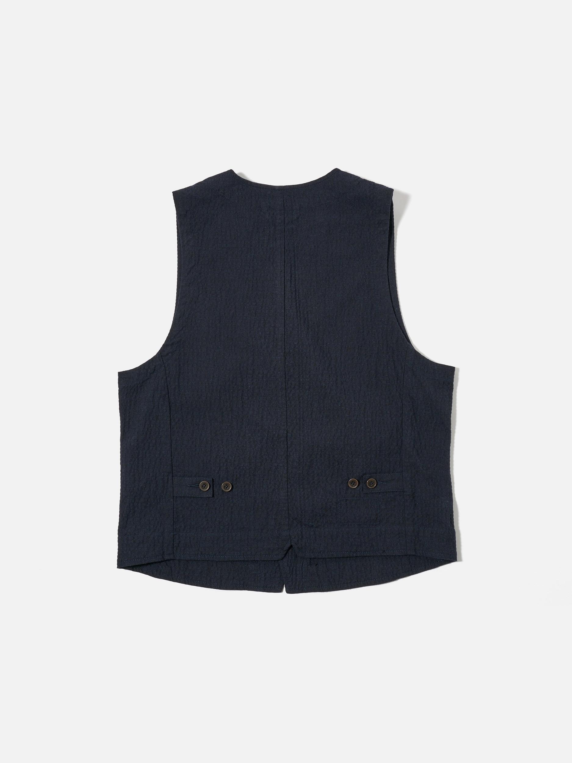 Universal Works Field Waistcoat in Dark Navy Ospina Cotton Product Image