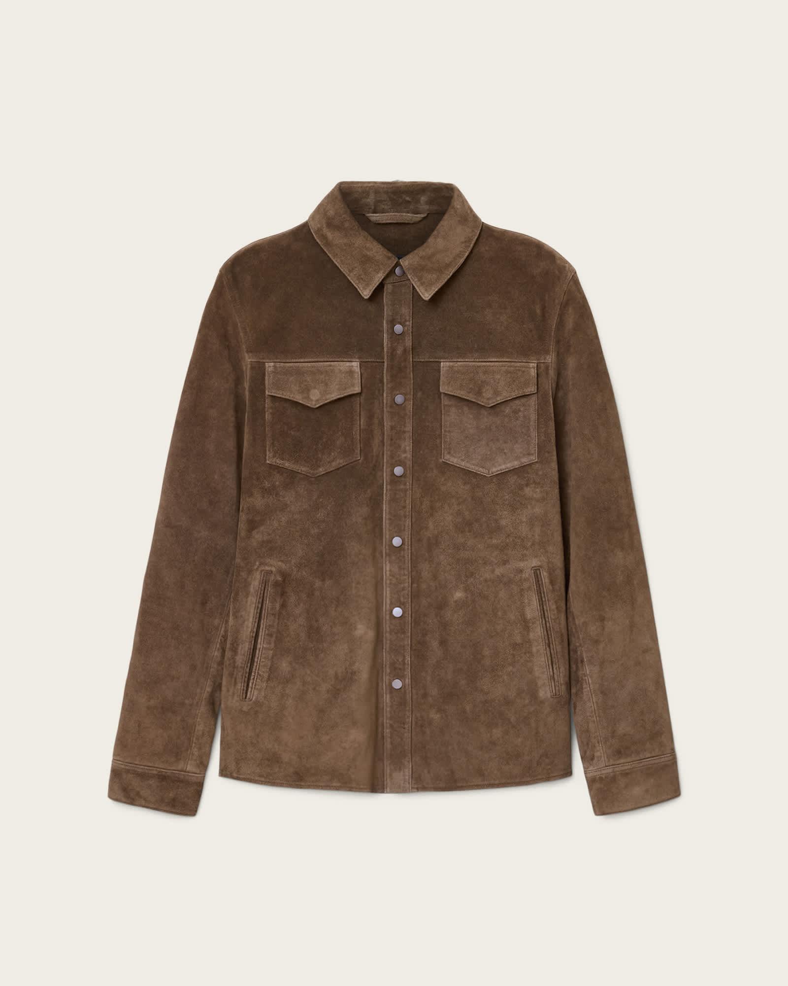 Sully Suede Shirt BAKER BROWN | ALLSAINTS US Product Image