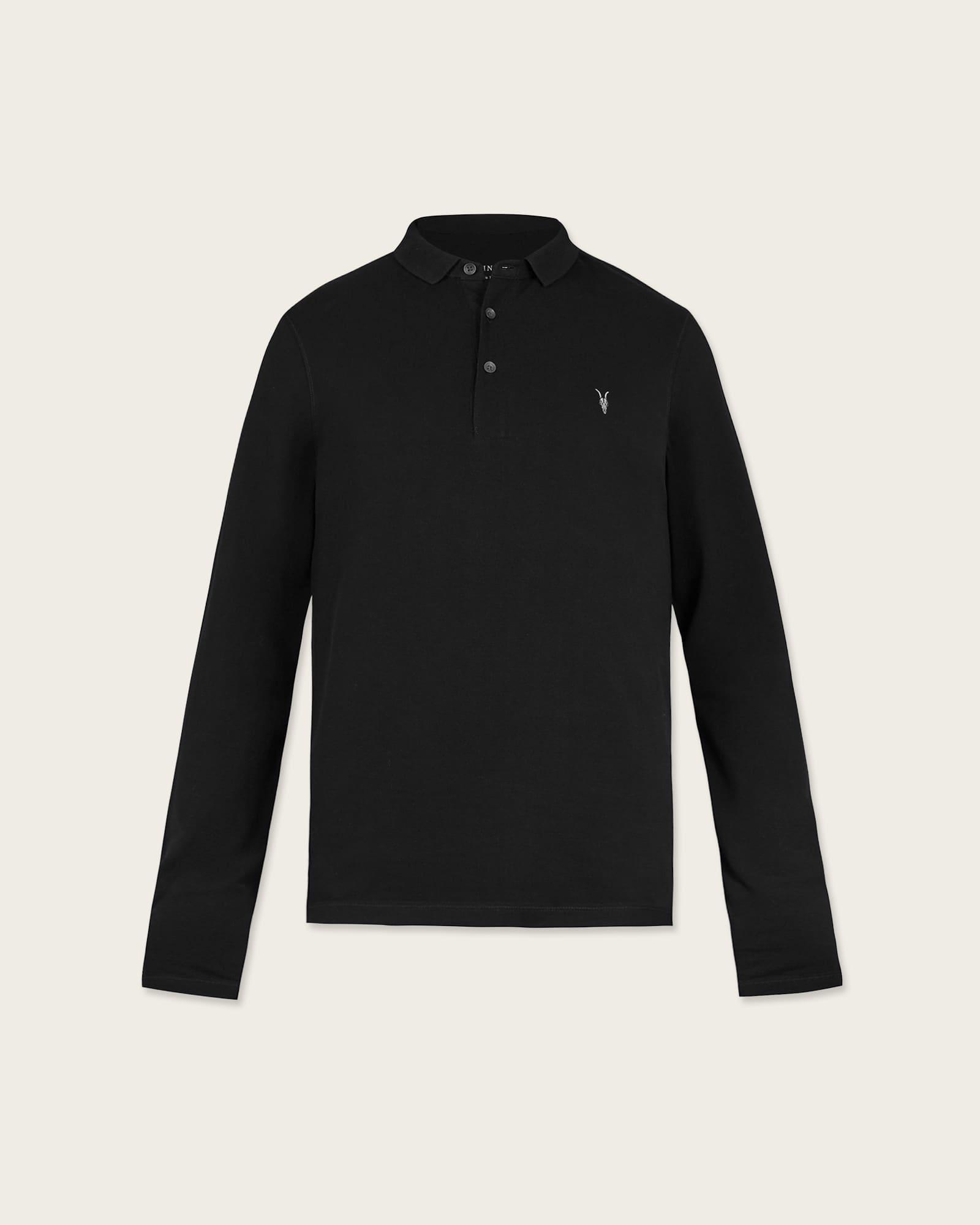 Reform Long Sleeve Ramskull Polo Shirt Black | ALLSAINTS US Product Image