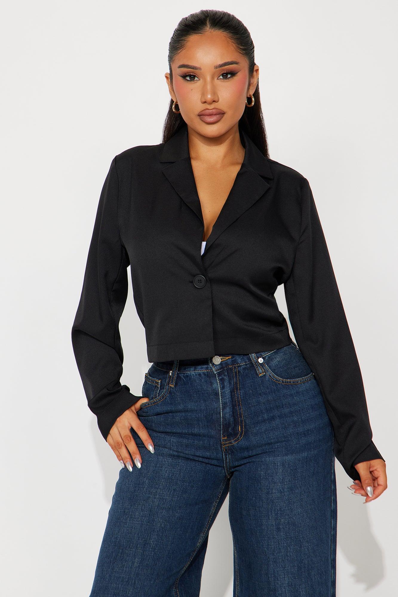About My Business Cropped Blazer - Black Product Image