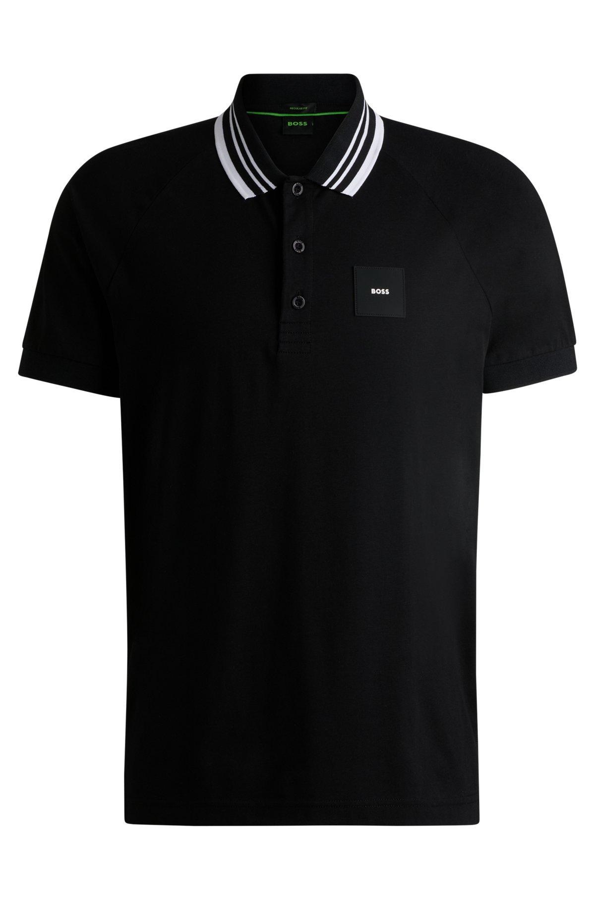 Paddy stretch-cotton polo shirt with striped collar Product Image
