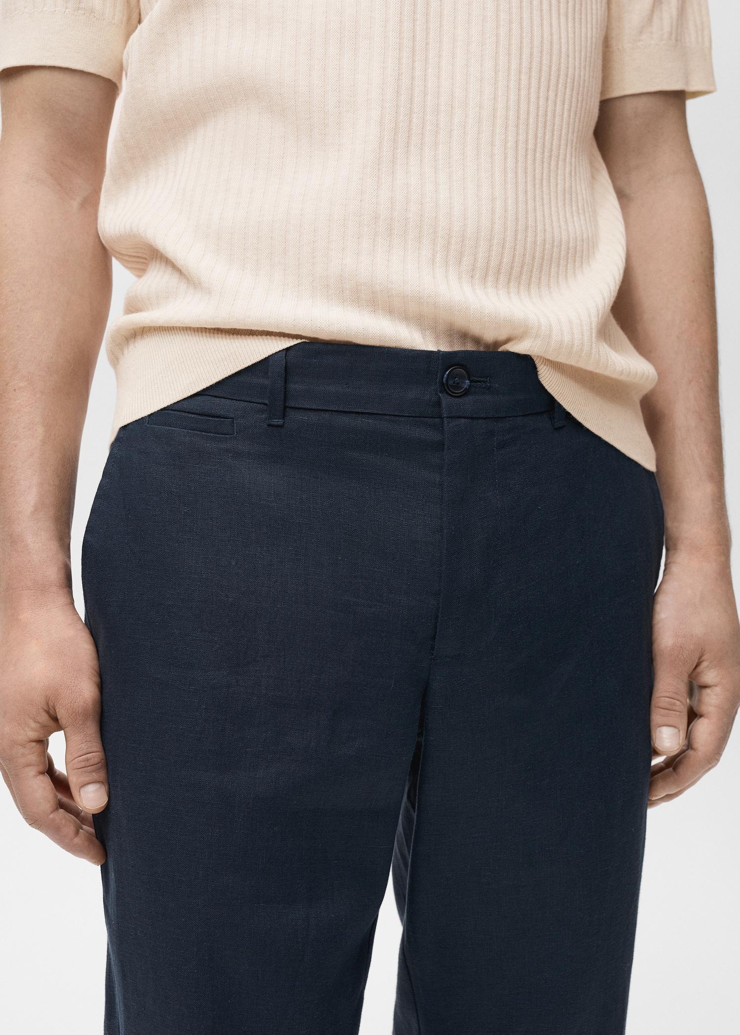 Slim-fit 100% linen pants - Men | MANGO USA Product Image