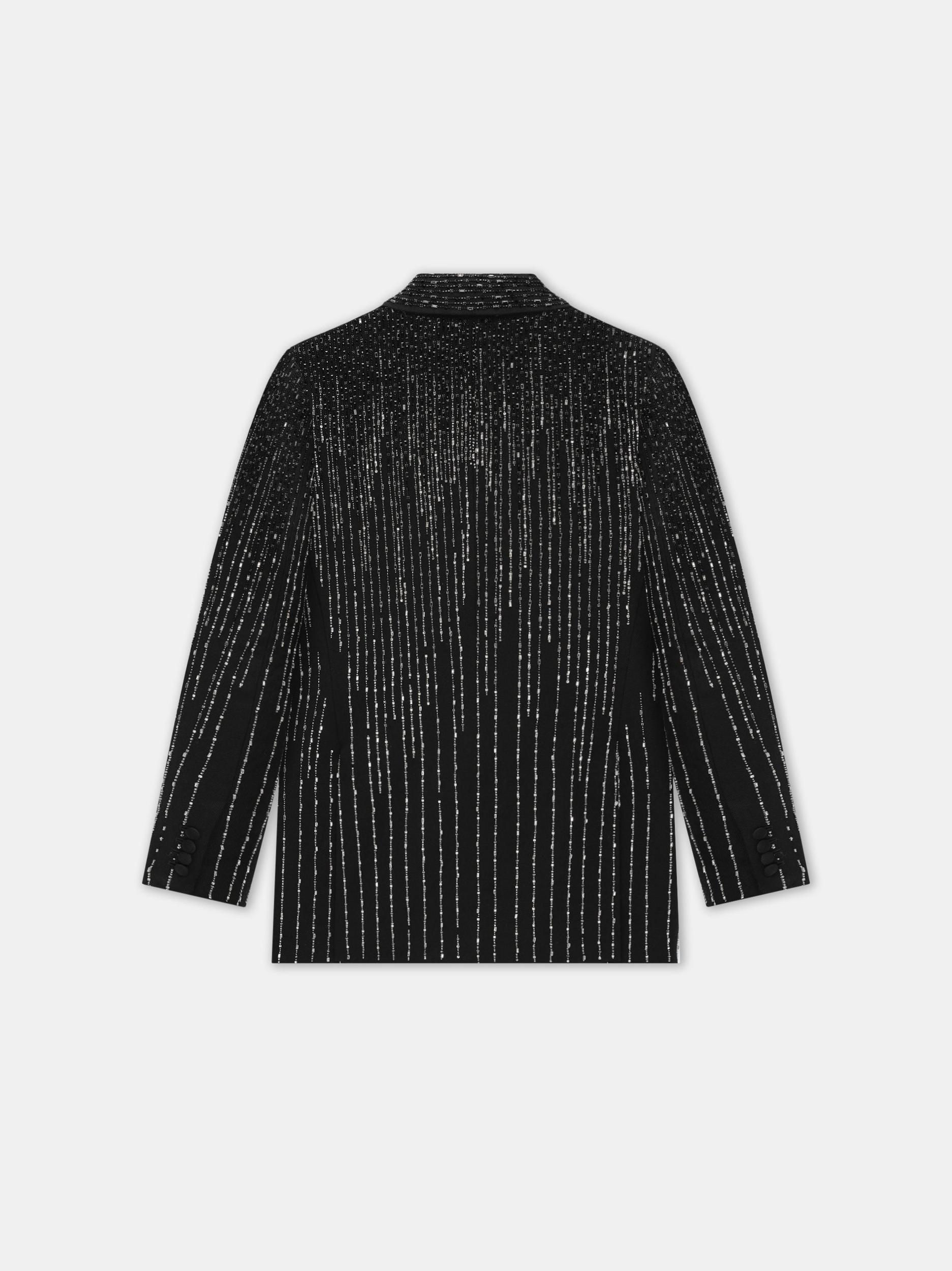 CRYSTAL STRIPE DOUBLE-BREASTED BLAZER - Black Male Product Image