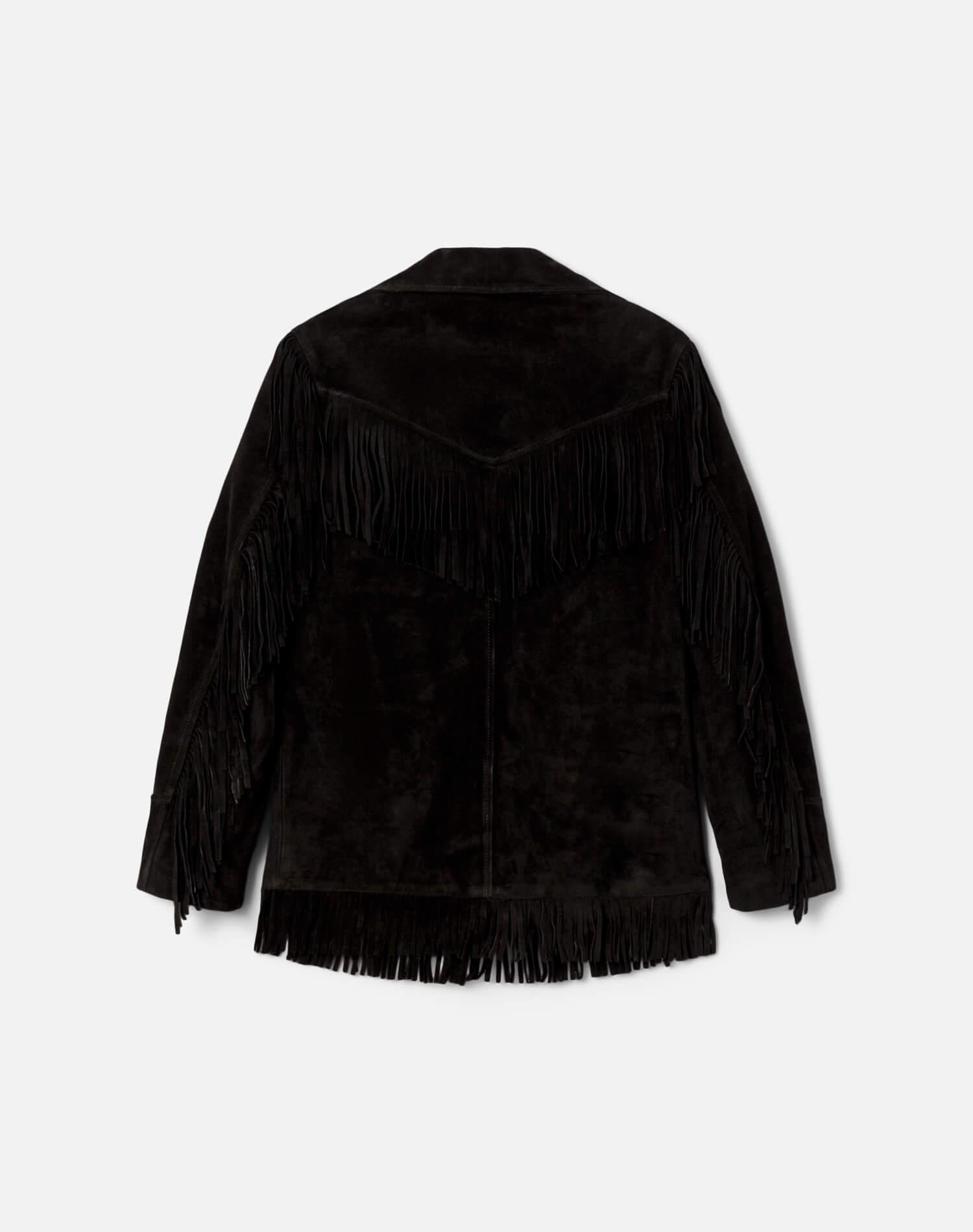 Suede Fringe Jacket - Black Product Image