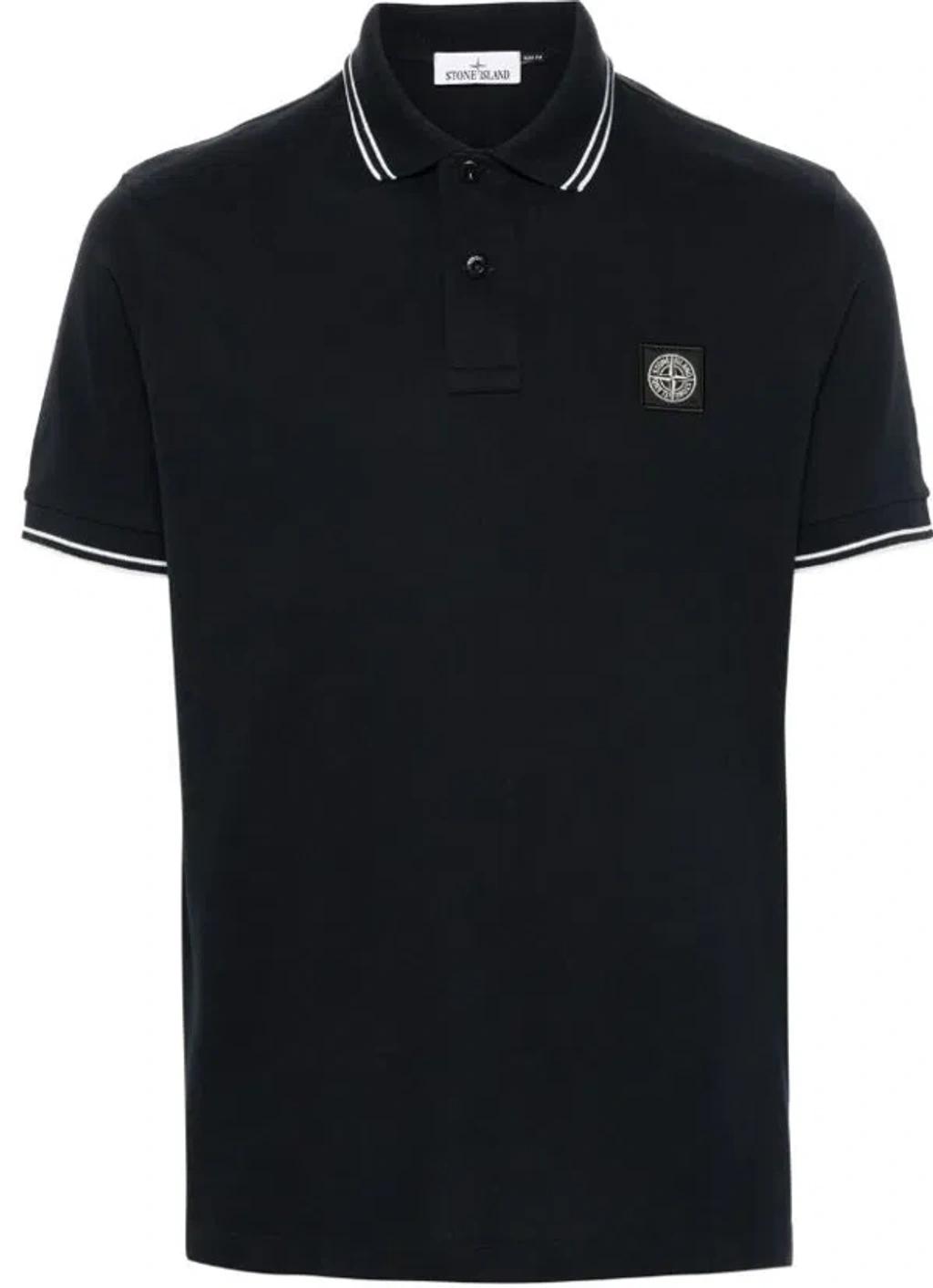 STONE ISLAND Mens Black Brand-patch Regular-fit Stretch-cotton Polo Shirt Xl Product Image