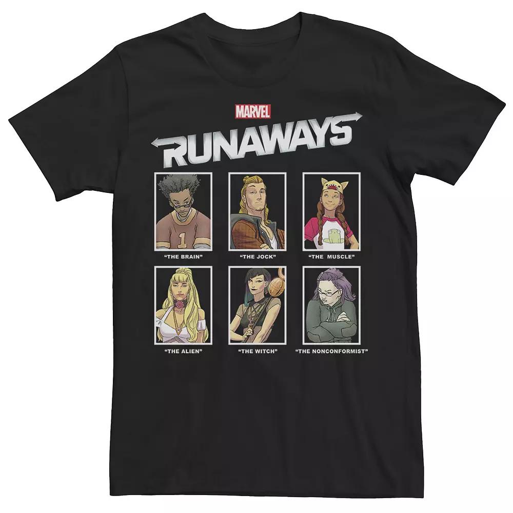 Men's Marvel Runaways Yearbook Portrait Panels Graphic Tee, Size: Large, Black Product Image