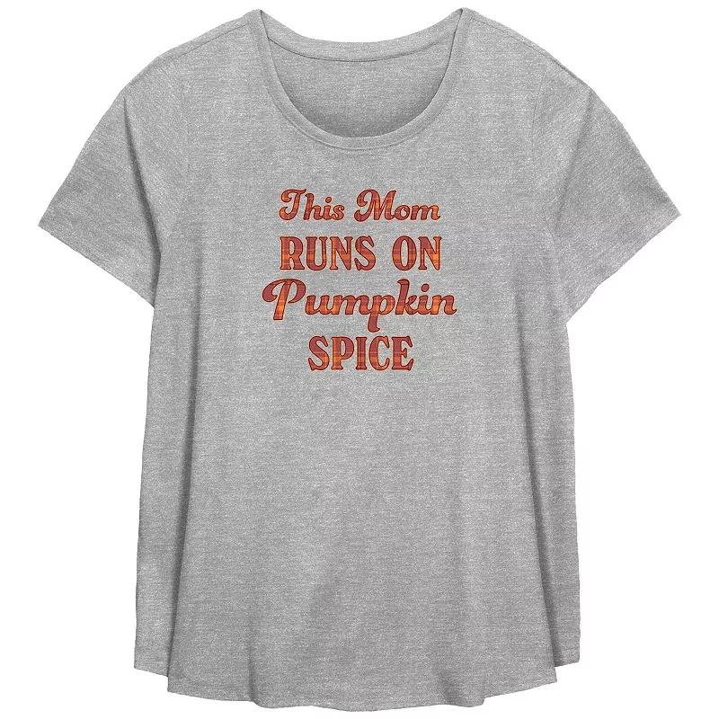 Plus Size This Mom Runs On Pumpkin Spice Flowy Graphic Tee, Women's, Size: 4XL, Grey Gray Product Image