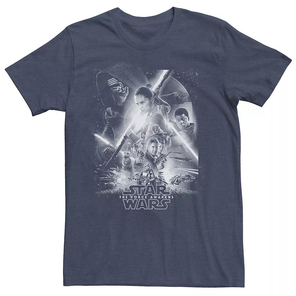 Men's Star Wars Force Awakens Group Poster Tee, Size: Large, Navy Grey Product Image