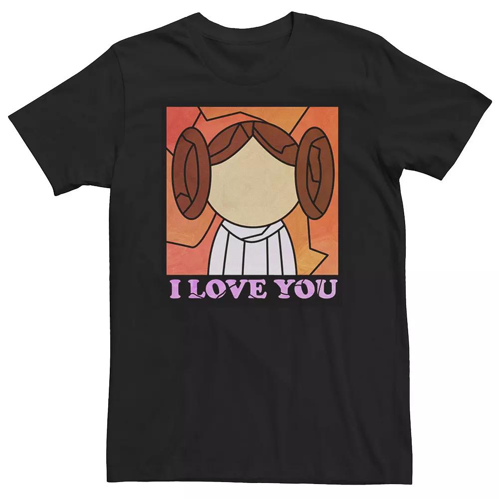 Men's Star Wars Princess Leia "I Love You" Stained Glass Graphic Tee, Size: 3XL, Black Product Image