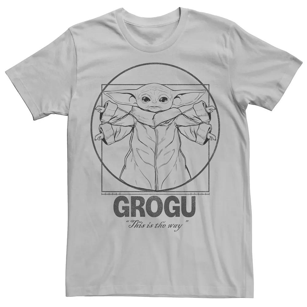 Men's Star Wars The Mandalorian Vitruvian Grogu Lineart Graphic Tee,  Product Image