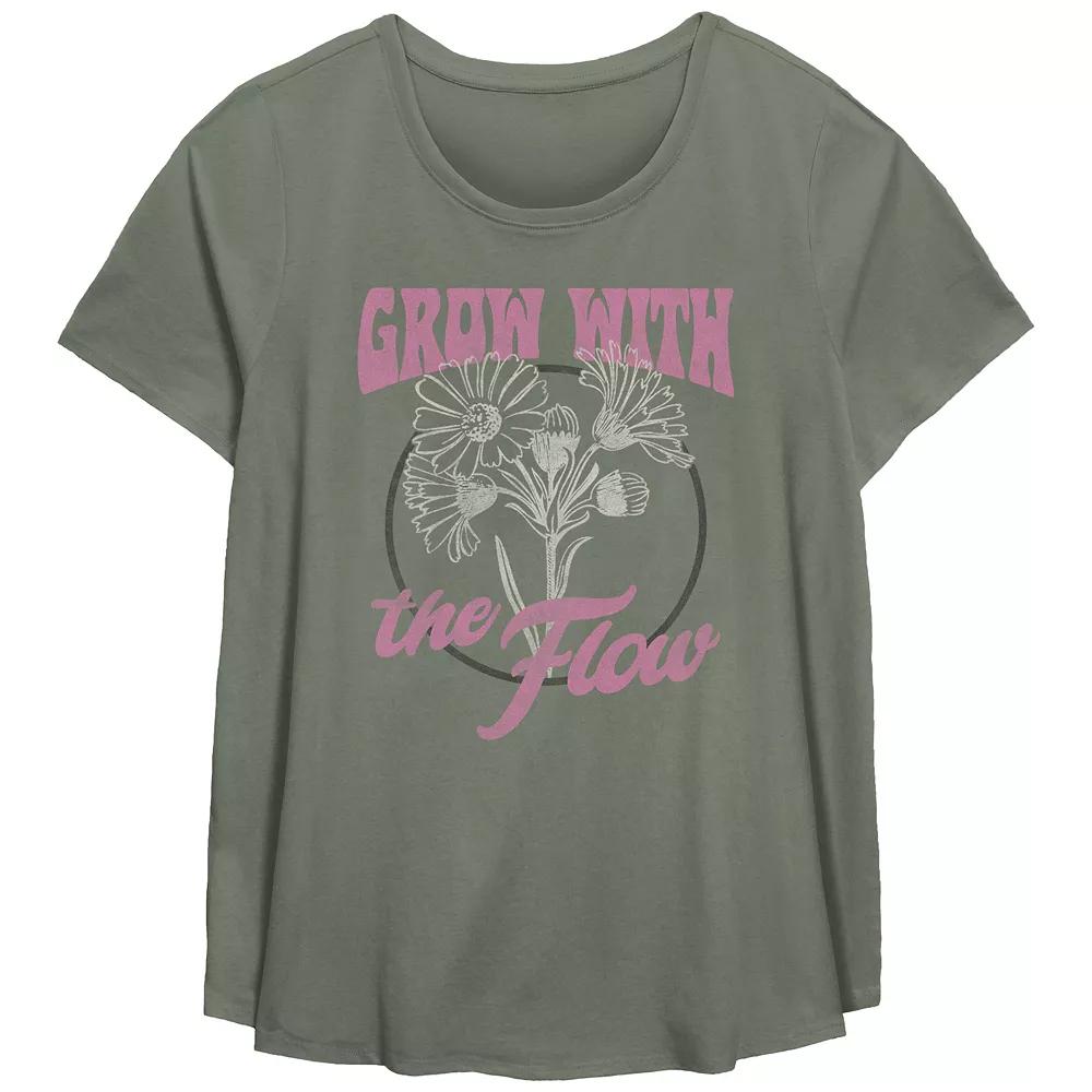 Plus Size Fifth Sun "Grow With The Flow" Scoop Neck Graphic Tee, Girl's, Size: 1XL, Green Product Image