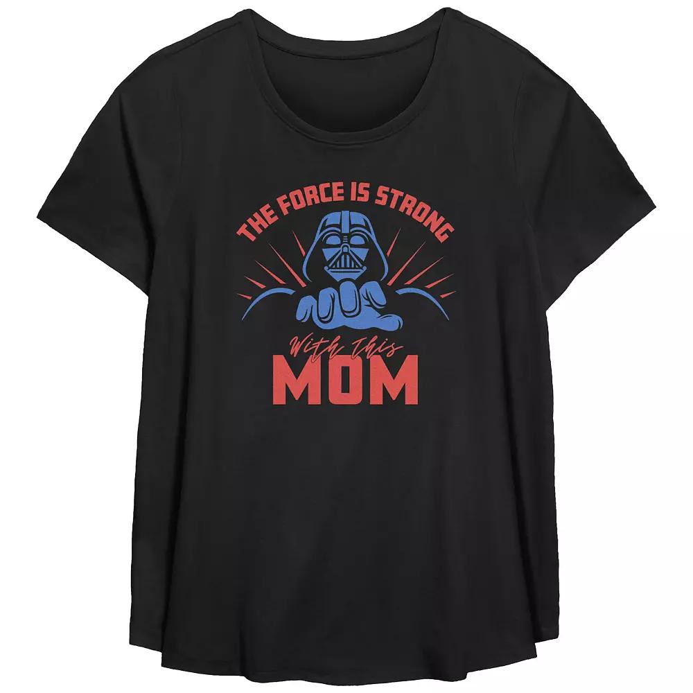 Plus Size Star Wars The Force Is Strong With This Mom Scoop Hem Flowy Graphic Tee, Women's, Size: 4XL, Black Product Image