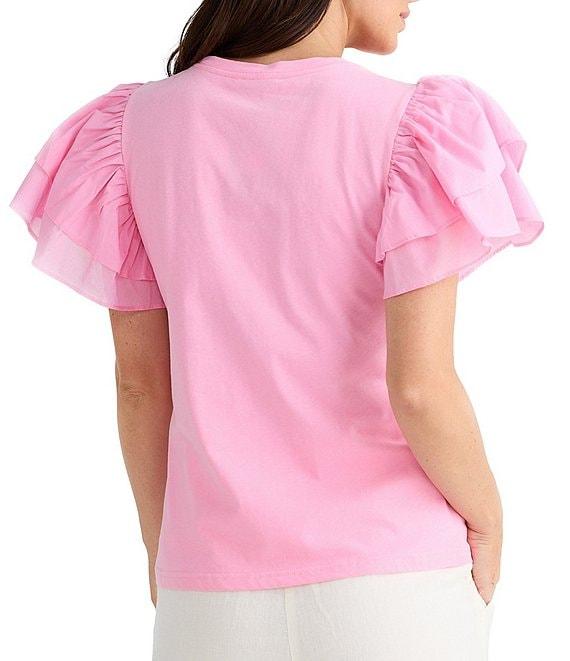 Brave + True Gigi Short Flutter Sleeve Crew Neckline Top Product Image