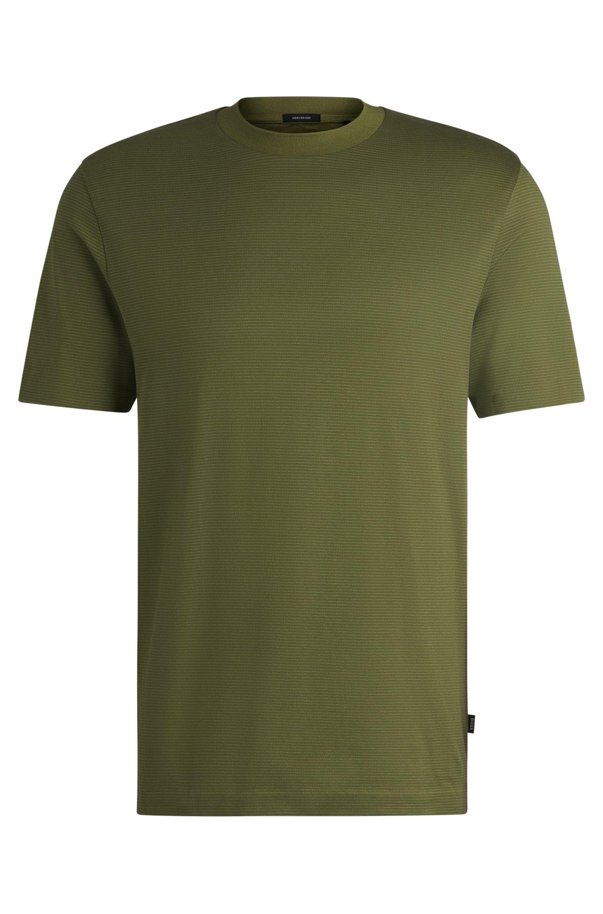 BOSS - Mercerized-cotton T-shirt with micro pattern - Green Product Image