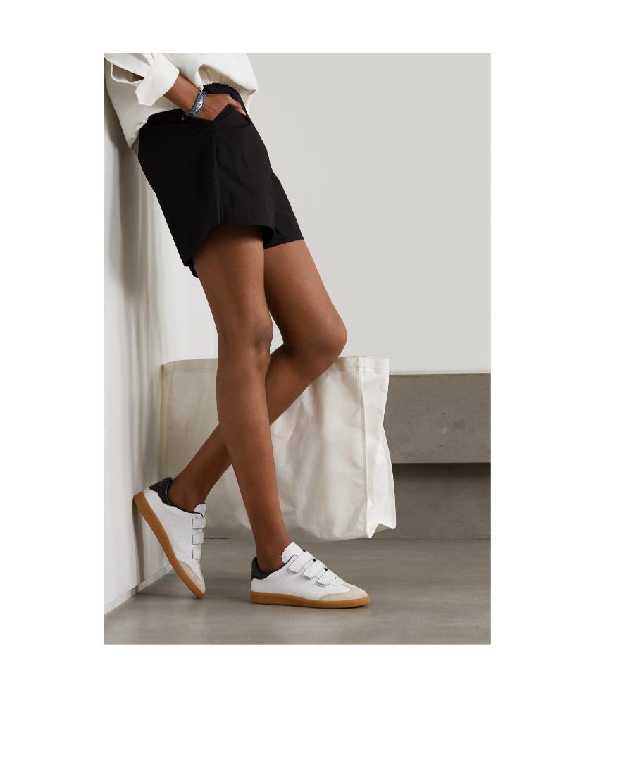 ISABEL MARANT Beth Suede-trimmed Leather Sneakers In White Product Image