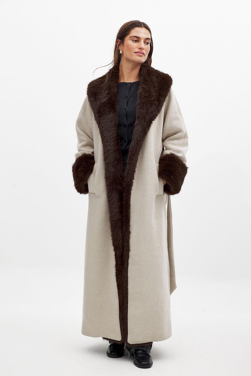 Faux Fur Long Coat Product Image