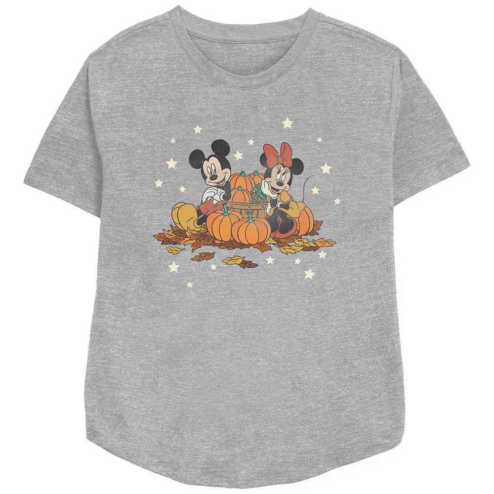 Disney's Mickey Mouse And Minnie Mouse Pumpkin Harvest Women's Relaxed Fit Graphic Tee,  Product Image