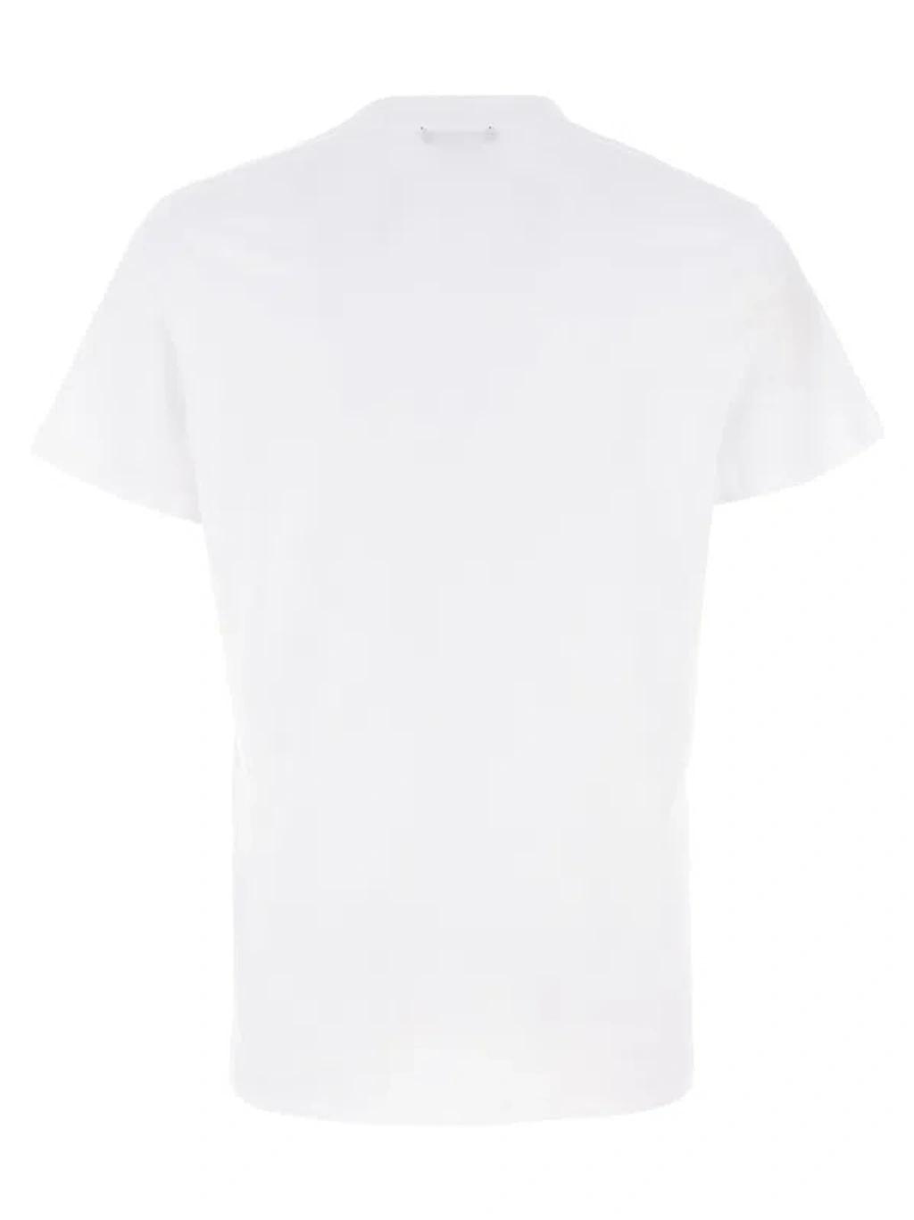 BALMAIN Flocked Logo Classic-fit T-shirt In White Product Image
