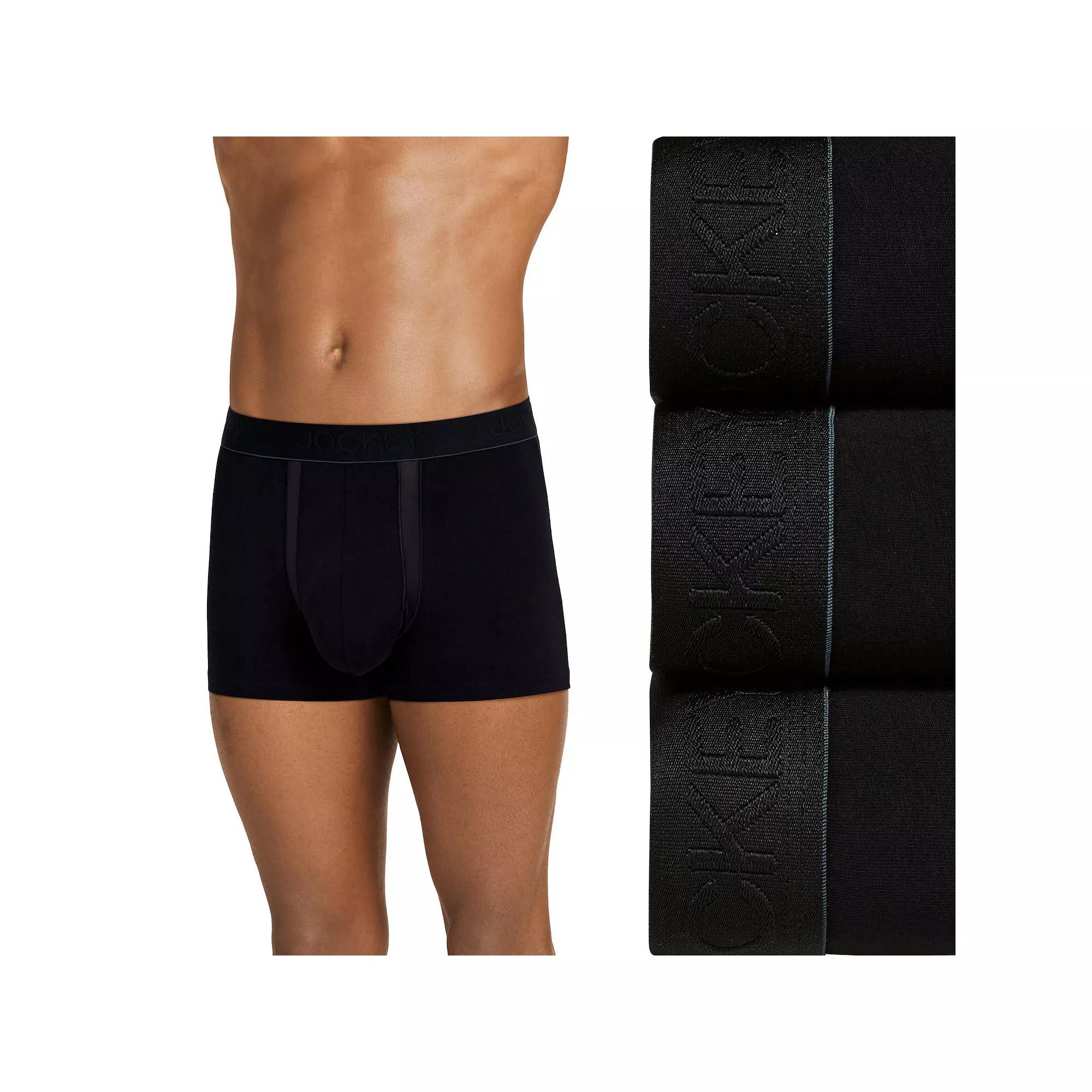 Men's Jockey® 3-Pack Chafe-Proof Pouch Stretch Trunk Briefs, Size: Large, Black Product Image