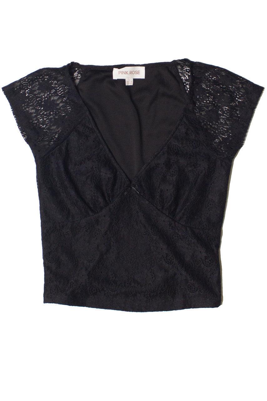Bow Detail Lace V Neck Top Product Image