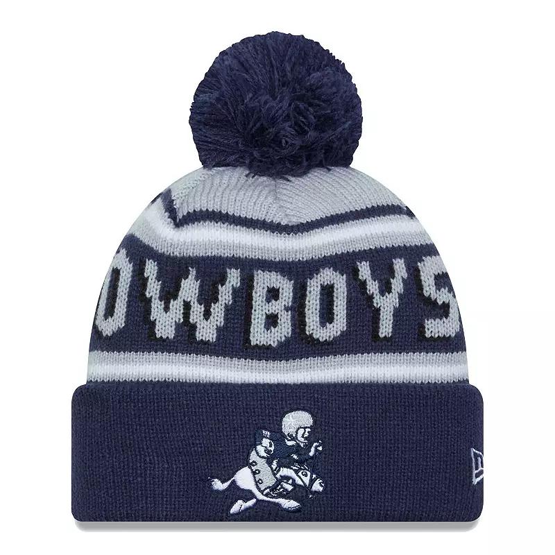 Mens New Era Dallas Cowboys Retro Joe Main Cuffed Knit Hat with Pom, Blue Product Image